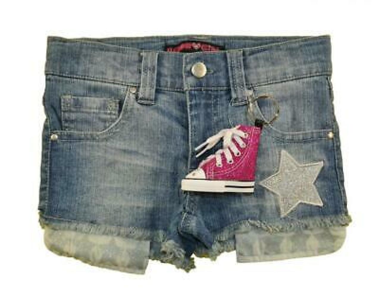 U Glow Girl Girls Blue Star Patch Short W/Key Chain Size 4 5 6 6X $32