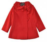 Rothschild Girls Red Faux Wool Coat with Ruffle Trim Size 2T 3T 4T 5 6 6X