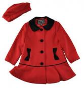 Rothschild Girls Red & Black Faux Wool Coat Size 2T 3T 4T 5 6 6X