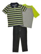 American Hawk Boys Striped Polo 3pc Denim Pant Set Size 4 5 6 7