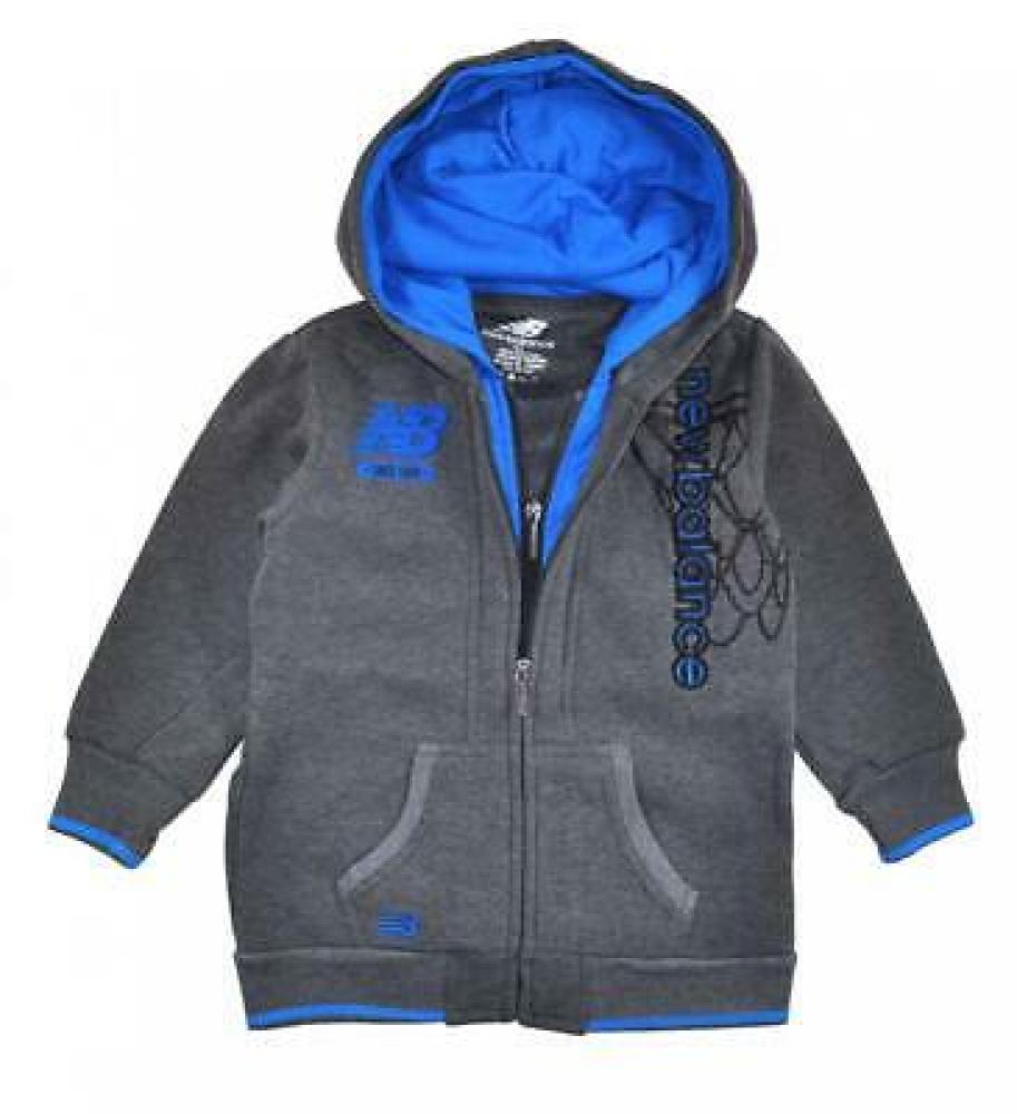 New Balance Boys Heather Gray & Blue Double Zipper Hoodie Size 4 5/6