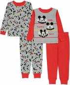 Mickey Mouse Toddler Boys 4pc Pajama Pant Set Size 2T 3T 4T 