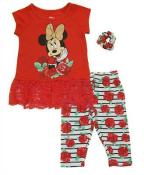 Minnie Mouse Girls Red Legging & Scrunchie Set Size 4