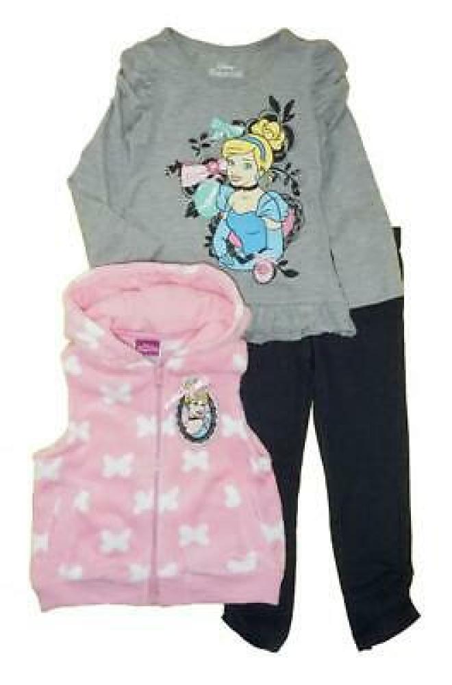 Disney Princess Girls Cinderella Vest 3pc Legging Set Size 12M 18M 24M 2T 3T 4T