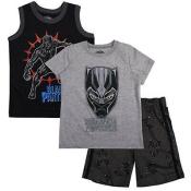 Black Panther Boys Gray & Multi 3pc Short Set Size 2T 3T 4T 6 7 