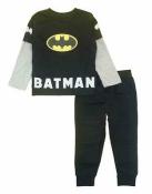 Batman Toddler Boys L/S Black Character Top 2pc Sweat Pant Set Size 2T 3T 4T