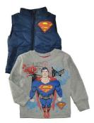 DC Comics Superman Boys Heather Gray Top & Vest Set Size 2T 3T 4T 4 5 6 7