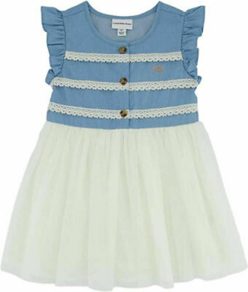 Calvin Klein Girls Dress With Tulle Size 4 5 6 6X
