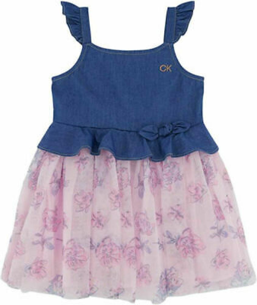 Calvin Klein Girls Dress With Tulle Size 4 5 6 6X