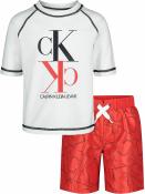 Calvin Klein Boys 2 Pieces Bright White Swim Short Set Size 12M, 18M, 24M