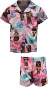 L.O.L. Surprise! Girls' 2-Piece Pink Blue Button Front Pajama Set Size 6, 8, 10