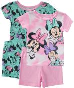 Disney Girls' Minnie Mouse Snug Fit Pink/Green Minnie Cotton Pajamas 2T, 3T, 4T