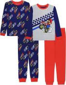 SUPER MARIO Boys' Long Sleeve 4pc Pajama Set Race Size 4, 6, 8, 10