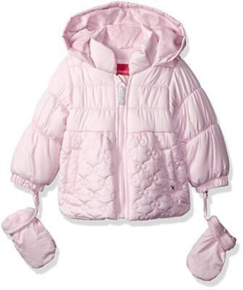 London Fog Toddler Girls Pink Bow Quilt Jacket W/Mittens Size 2T 