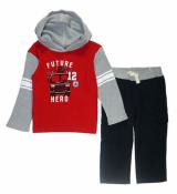 Kids Headquarters Infant Boys Hooded Thermal Top 2pc Pant Set Size 18M 