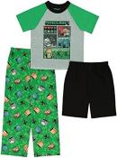 Minecraft Boys Big Pajama Set Over World Trouble Size 6, 8, 10