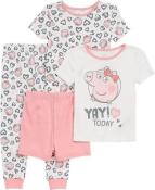 Peppa Pig Toddler Girls S/S Yay For Today 4pc Pajama Set Size 2T 3T 4T 