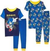 Sonic The Hedgehog Boys S/S Yellow 4pc Pajama Pant Set Size 4 6 8 10