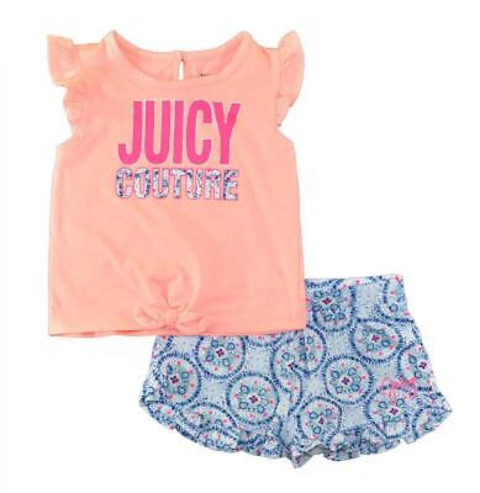 Juicy Couture Girls Light Coral 2pc Short Set Size 4 5 6 6X