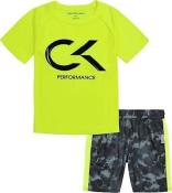 Calvin Klein Big Boys S/S Neon Yellow 2pc Short Set Size 8 10 12
