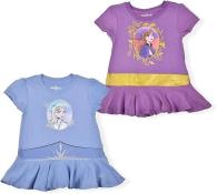 Disney Frozen Elsa and Anna Girls’ 2 Pack T-Shirts for Little Girls Purple Blue