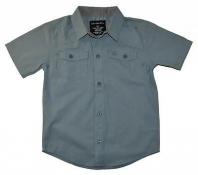 Calvin Klein Boys S/S Medium Blue Woven Shirt Size 5 $37