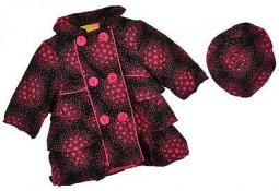 Penelope Mack Toddler Girls Black & Pink Corduroy Jacket W/Hat Size 2T
