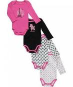 Absorba Infant Girls Pink & Black 4 Pack L/S Bodysuits Size 0/3M 3/6M 6/9M $32
