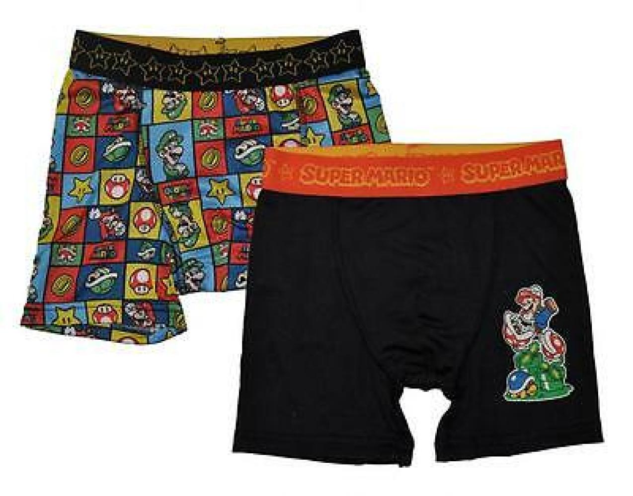 Super Mario Boys 2 Pack Multi Color Athletic Boxer Briefs Size 6 8