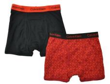 Calvin Klein Boys Black Orange 2 Pack Boxer Briefs Size 4/5 6/7 8/10 12/14 16/18