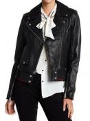 7 For All Mankind Womans Asymmetrical 100% Leather Moto Jacket Size X-Large