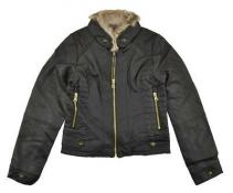 Jessica Simpson Big Girls Black Faux Leather Jacket Size 10/12