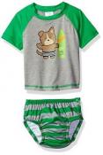 Kiko & Max Infant Boys Gray & Green 2pc Rashguard Swim Set Size S M L