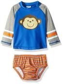 Kiko & Max Infant Boys Blue & Orange 2pc Rashguard Swim Set Size S M L