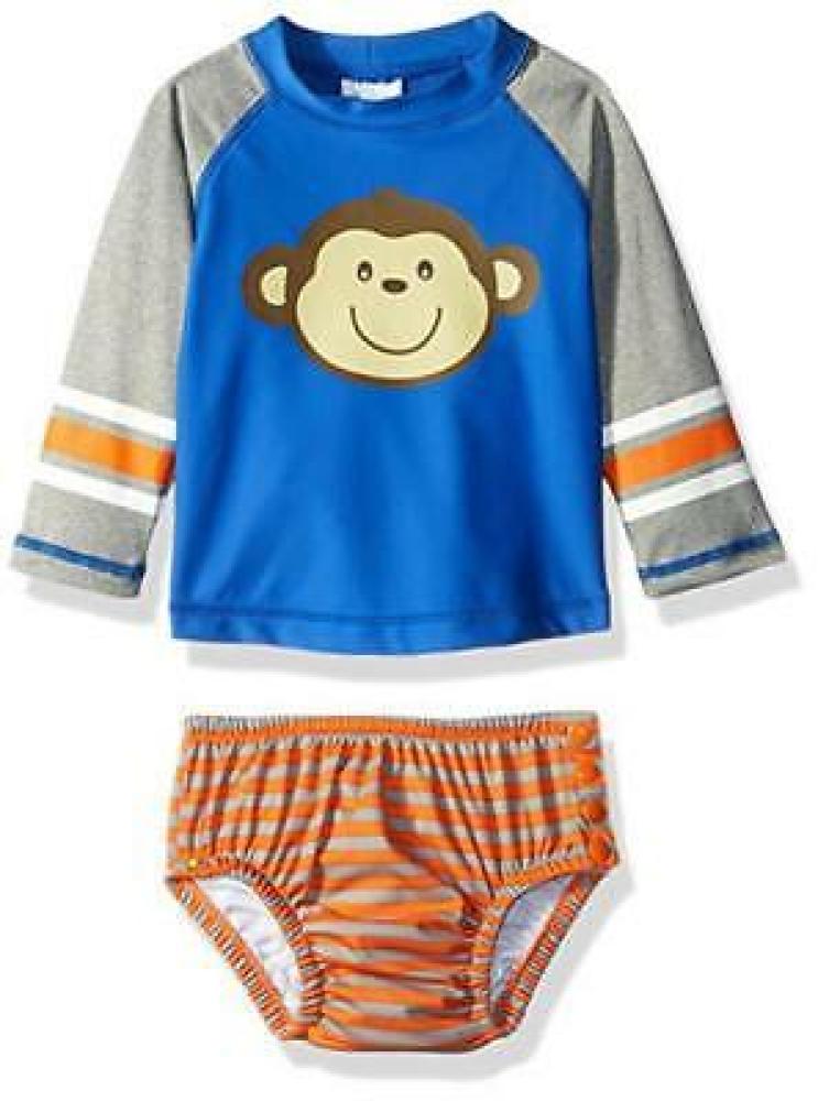 Kiko & Max Infant Boys Blue & Orange 2pc Rashguard Swim Set Size S M L