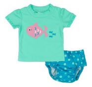 Kiko & Max Infant Girls Mint Fish 2pc Rashguard Swim Set Size S M L