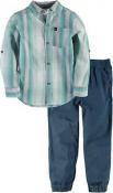 Calvin Klein Boys Plaid Blue Shirt 2pc Pant Set Size 4 5 6 7 $55