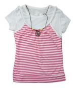 Star Ride Girls Striped White & Pink Top W/Necklace Size 4 $20