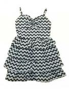Chillipop Girls White & Black Printed Tier Ruffled Dress Size 4 5/6 6X