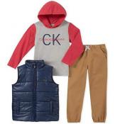 Calvin Klein Boys Navy Puffer Vest 3pc Pant Set Size 2T 3T 4T 4 5 6 7 $89.50