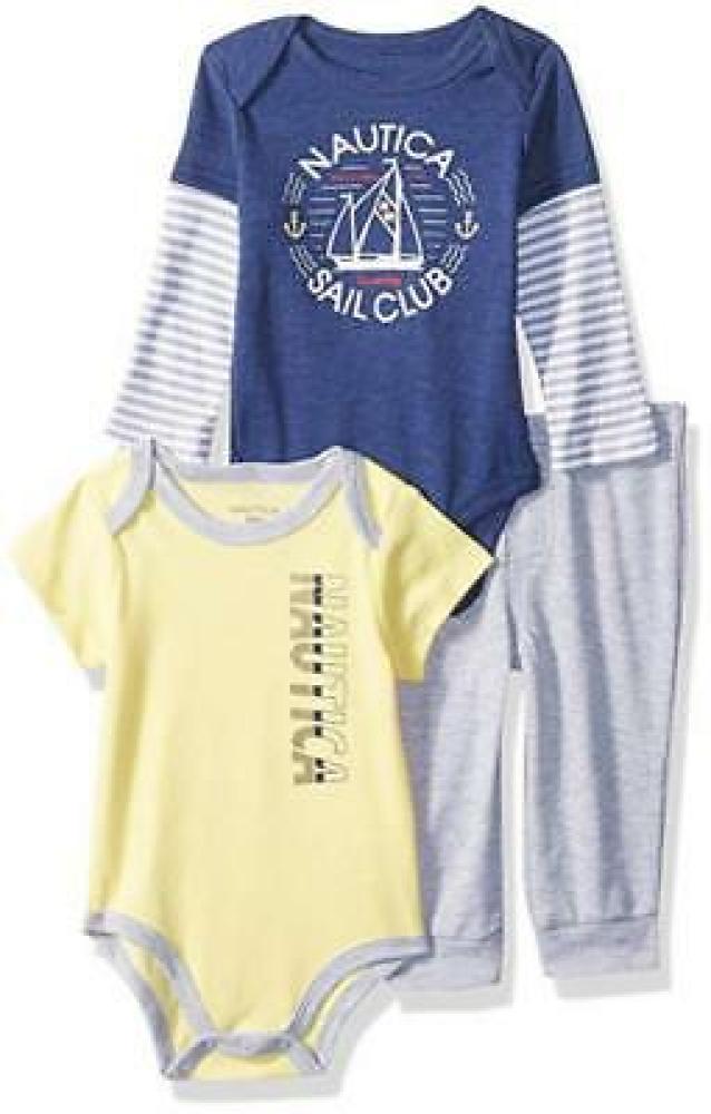 Nautica Infant Boys Yellow & Blue 3pc Pant Set Size 0/3M 3/6M 6/9M 12M 18M $45