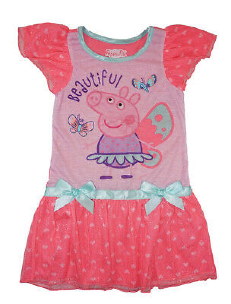 Peppa Pig Toddler Girls Beautiful Butterfly Pajama Night Gown Size 2T 3T 4T