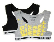 Diesel Girls Black & Gray Two-Pack Logo Racer Back Sports Bra Size S M L