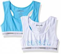 Diesel Girls Aqua & White Two-Pack Logo Racer Back Sports Bra Size S M L