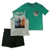 P.S. from Aeropostale Boys Green 3pc Short Set Size 4 5 6 7 8 10 12 14