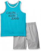 Calvin Klein Boys Teal & Gray Tank Top 2pc Short Set Size 2T 3T 4T 4 5 6 7