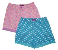 Love To Sleep Women's Cloud/Pink 2 Pack Lace Detail Pajama Shorts Size S M L XL