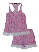 Emme Jordan Womens Pink Floral Two-Piece Pajama Short Set Size S M L XL