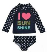 Just One You Infant Girls Navy I Love Sunshine Two Piece Swimsuit Size 12M
