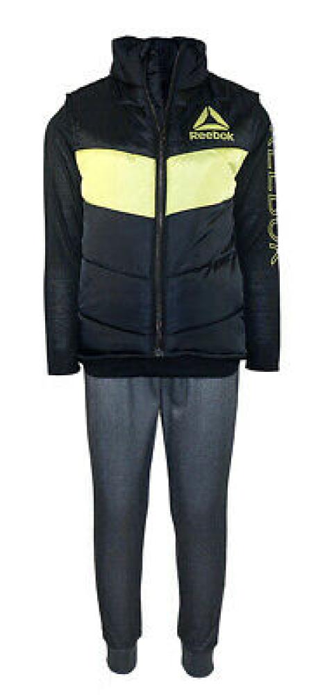 Reebok Boys Black Puffer Vest 3pc Jogger Set Size 2T 3T 4T 4 5 6 7